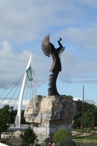 Keeper of the Plains in Wichita Kansas over the river